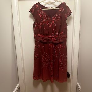 eShakti Red Floral Dress With Pockets